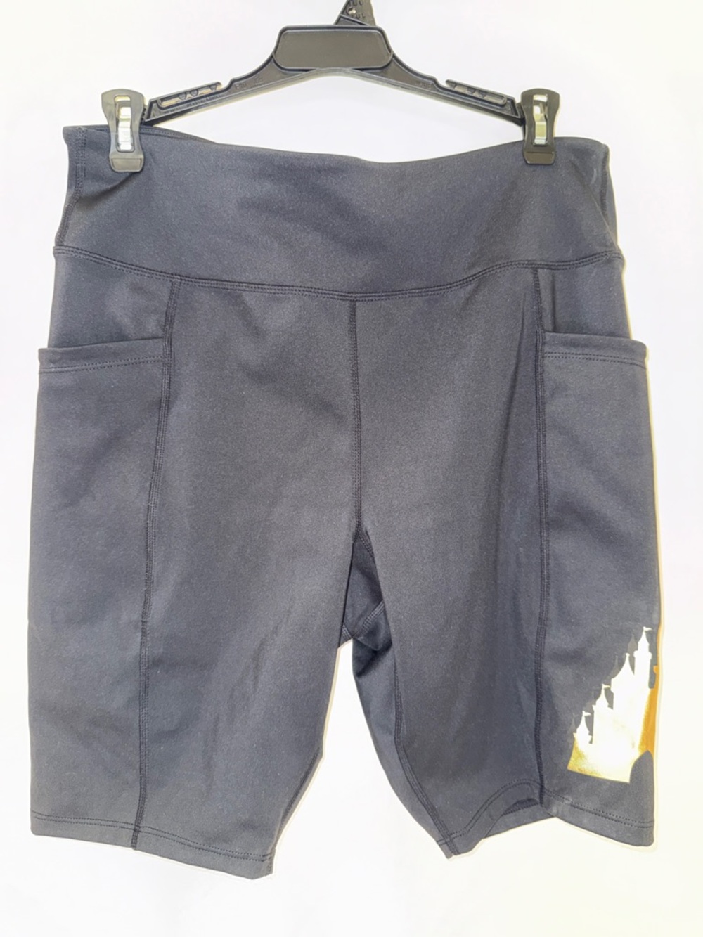 Disneyland Official Women’s Black Athletic Bike Shorts with Side Pockets
